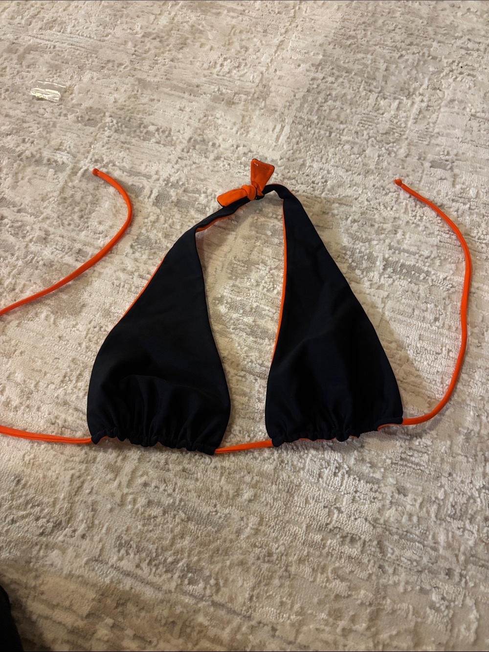 Reversible Triangle Bikini Top with Orange Trim -
